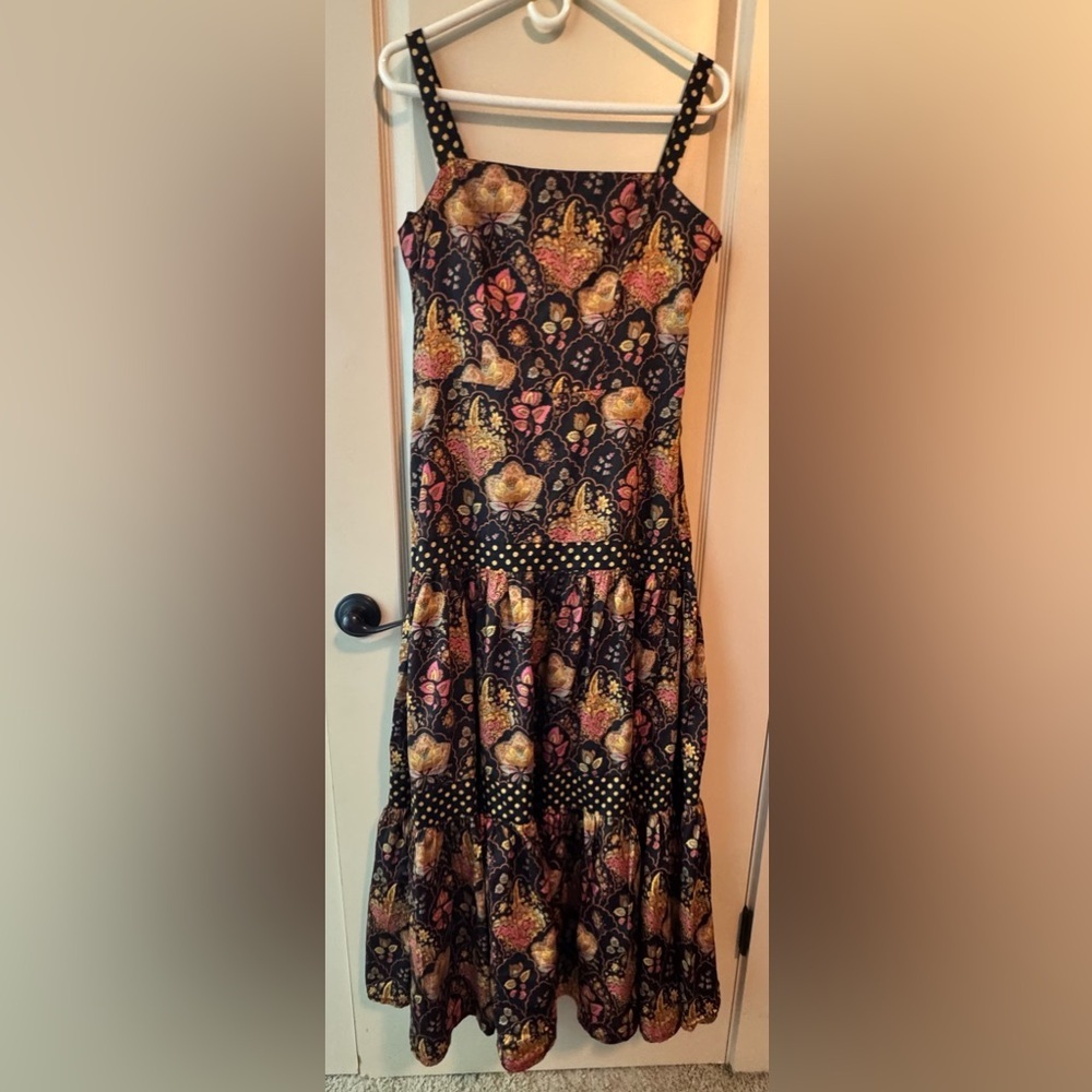 Souleiado Floral Brown ,Orange Dress - Picture 4 of 13